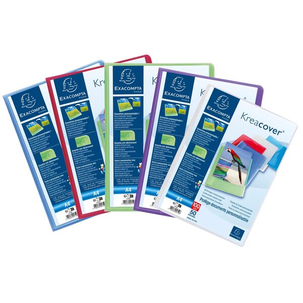 Protège-documents En Polypropylène Semi Rigide Kreacover® Chromaline 100 Vues - A4 - Couleurs Assorties - X 8 - Exacompta
