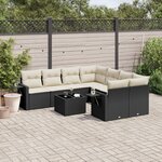 vidaXL Salon de jardin 9 Pièces avec coussins noir résine tressée