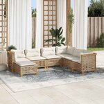 vidaXL Salon de jardin avec coussins 7 Pièces beige résine tressée