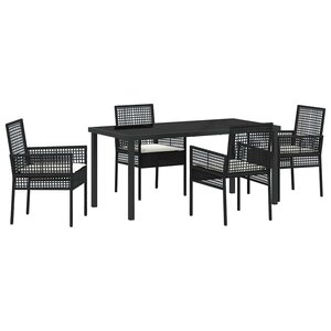 vidaXL Ensemble de salle à manger pour jardin 5 Pièces Noir Poly rotin