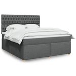 vidaXL Sommier à lattes de lit avec matelas Gris foncé 180x200cm Tissu