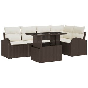 vidaXL Ensemble de canapé de jardin 6 Pièces Marron Poly rotin