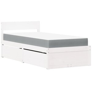 vidaXL Lit avec tiroirs et matelas blanc 90x200 cm bois massif de pin