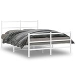 vidaXL Cadre de lit métal sans matelas et pied de lit blanc 135x190 cm