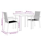vidaXL Ensemble à manger de jardin 3 Pièces noir textilène et acier
