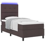 vidaXL Lit à ressorts avec matelas Marron foncé 90 x 190 cm tissu