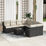 Ensemble de canapé de jardin 9 pièces vidaXL avec coussins noir poly rotin