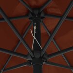 vidaXL Parasol de jardin et mât en aluminium 270x246 cm Terre cuite