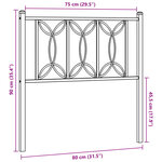 vidaXL Tête de lit métal noir 75 cm