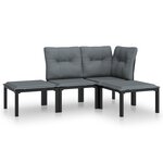 vidaXL Salon de jardin 4 Pièces noir et gris résine tressée