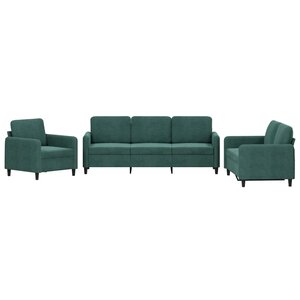 vidaXL Ensemble de canapés 3 Pièces vert foncé velours