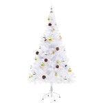 vidaXL Arbre de Noël artificiel pré-éclairé avec boules blanc 150 cm
