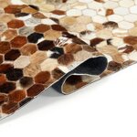 Vidaxl tapis à poils cuir véritable patchwork 120x170 cm marron/blanc