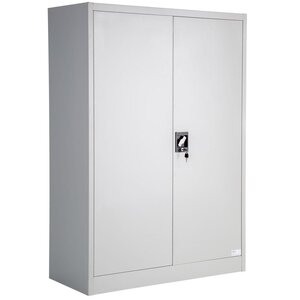 Armoire de bureau verrouillable dotée de 3 étagères meuble 4 niveaux gris 08_0000381