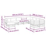 vidaXL Salon de jardin 10 Pièces avec coussins bois de pin massif