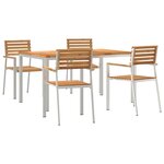 Ensemble de dîner de jardin 5 pièces vidaXL en bois massif de teck
