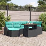 vidaXL Ensemble de canapé de jardin 7 Pièces Noir Poly rotin