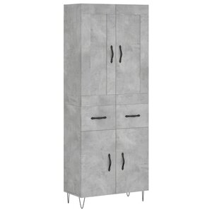 vidaXL Buffet haut Gris béton 69 5x34x180 cm Bois d'ingénierie