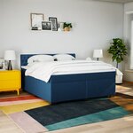 vidaXL Sommier à lattes de lit avec matelas Bleu 200x200 cm Tissu