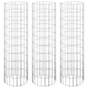 vidaXL Lit surélevé à gabion circulaire 3Pièces Acier galvanisé Ø30x100cm