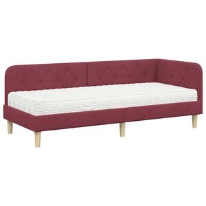 vidaXL Cadre de lit d'angle avec matelas Bordeaux 80 x 200 cm tissu