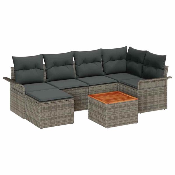 vidaXL Ensemble de canapé de jardin 7 Pièces Gris Poly rotin