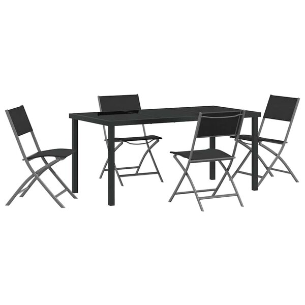 vidaXL Ensemble de salle à manger pour jardin Pliant 5 Pièces Noir