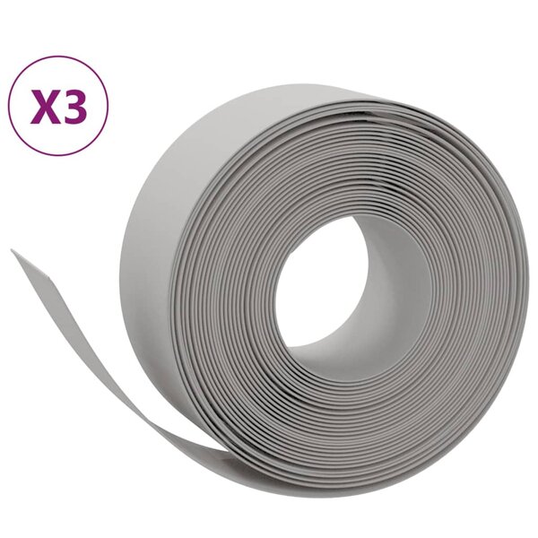 vidaXL Bordures de jardin 3 Pièces gris 10 m 20 cm polyéthylène