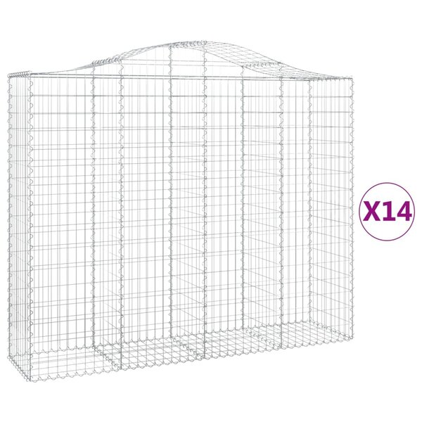 vidaXL Paniers à gabions arqués 14 Pièces 200x50x160/180 cm Fer galvanisé