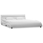 vidaXL Cadre de lit avec LED Blanc Similicuir 140 x 200 cm