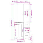 vidaXL Buffet haut Gris béton 69 5x34x180 cm Bois d'ingénierie