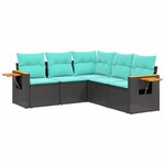 vidaXL Salon de jardin 5 Pièces avec coussins noir résine tressée