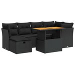 vidaXL Salon de jardin avec coussins 7 Pièces noir résine tressée acacia