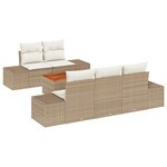 vidaXL Ensemble de Canapés de Jardin 6 Pièces avec Coussins Beige Rotin Synthétique