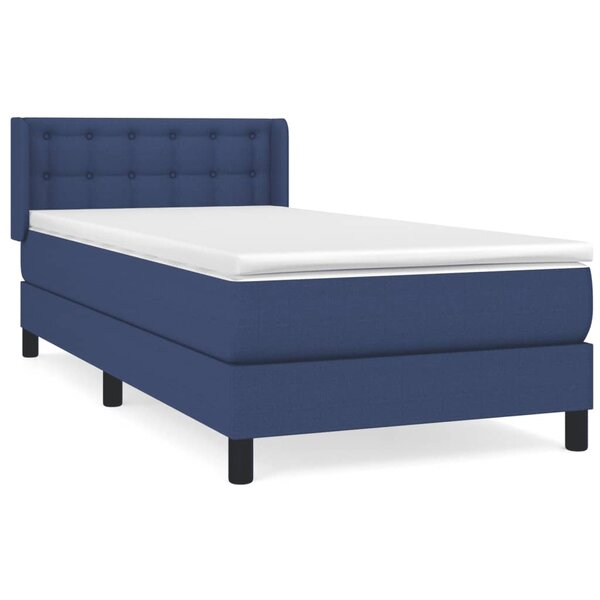vidaXL Sommier à lattes de lit avec matelas Bleu 90x190 cm Tissu
