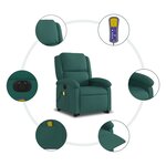 vidaXL Fauteuil inclinable de massage électrique Vert foncé Tissu