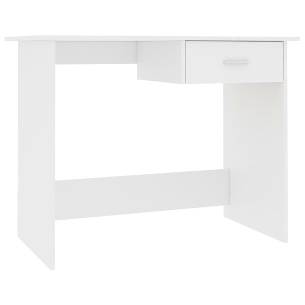 Bureau table poste de travail meuble d'ordinateur informatique étude 100 x 50 x 76 cm bois d'ingénierie blanc 02_0023495