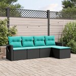 vidaXL Salon de jardin 5 Pièces avec coussins noir résine tressée