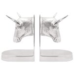 vidaXL Serre-livres 2 Pièces Argent 21 5x15 5x20 cm Aluminium Taureau