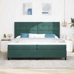 vidaXL Lit à ressorts avec matelas Vert foncé 200 x 200 cm Velours