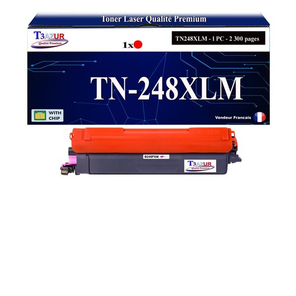 T3AZUR -Toner compatible avec Brother TN248 XL pour Brother MFC-L3740CDW MFC-L3740CDWE MFC-L3760CDW MFC-L8340CDW MFC-L8390CDW - Magenta