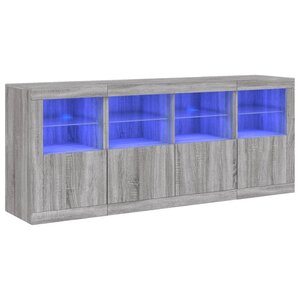 vidaXL Buffet avec lumières LED sonoma gris 163x37x67 cm