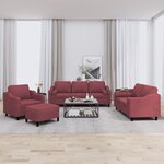 vidaXL Ensemble de canapés 4 Pièces avec coussins rouge bordeaux tissu