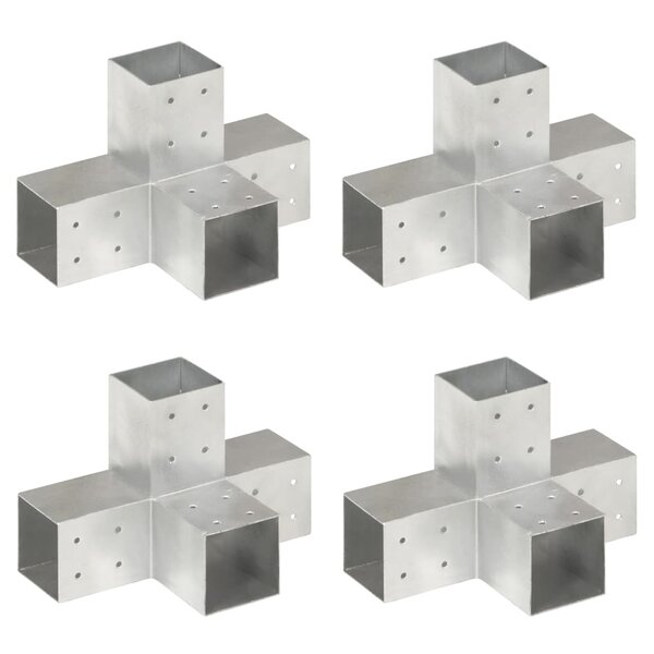 vidaXL Connecteurs de poteau 4 Pièces Forme en X Métal galvanisé 81x81 mm