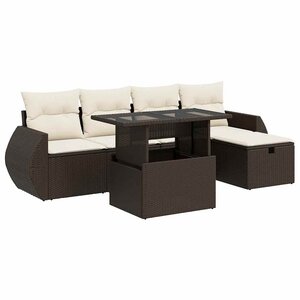 vidaXL Salon de jardin avec coussins 6 Pièces marron résine tressée