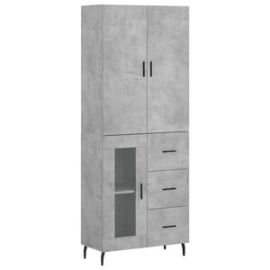 vidaXL Buffet haut Gris béton 69 5x34x180 cm Bois d'ingénierie