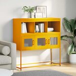 vidaXL Buffet jaune moutarde 100 5x39x107 cm acier laminé à froid