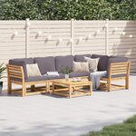 vidaXL Salon de jardin 6 Pièces avec coussins bois d'acacia solide