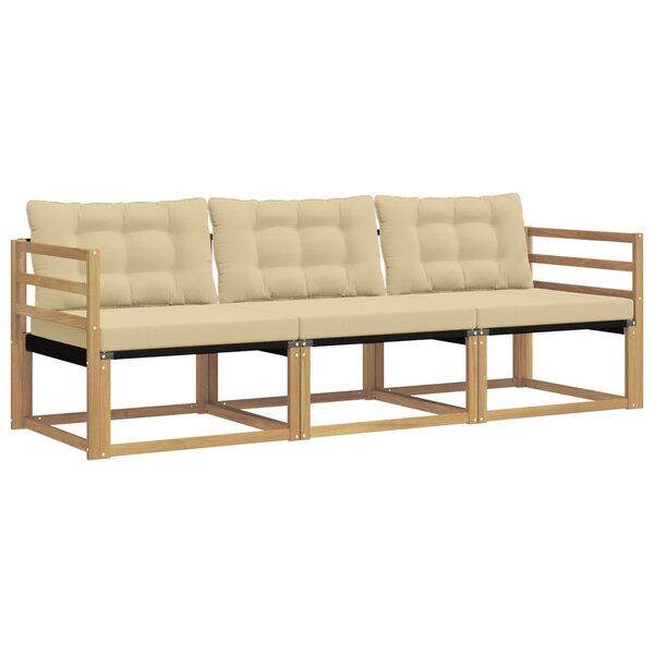 vidaXL Ensemble de canapés d'extérieur 3 pc Blanc et Beige