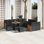 vidaXL Ensemble de canapé de jardin 13 Pièces Noir 80 x 80 x 71 cm